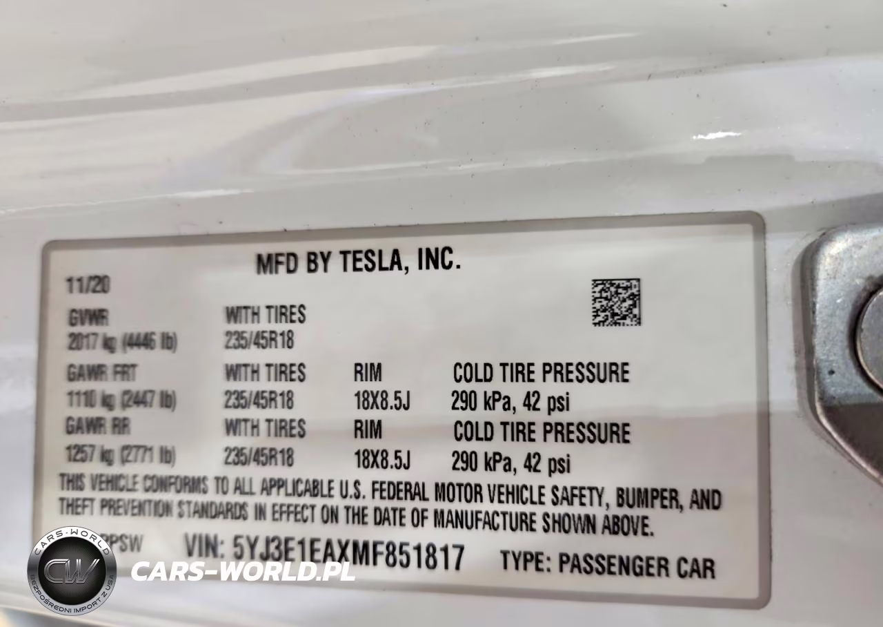 2021 Tesla Model 3 VIN:5YJ3E1EAXMF851817 - 12