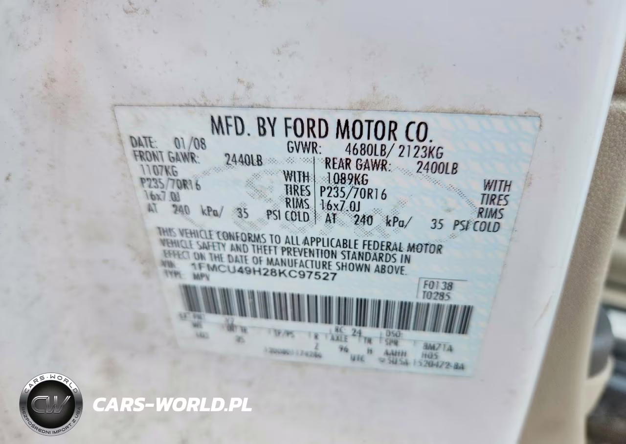 2008 Ford Escape Hev VIN:1FMCU49H28KC97527 - 13