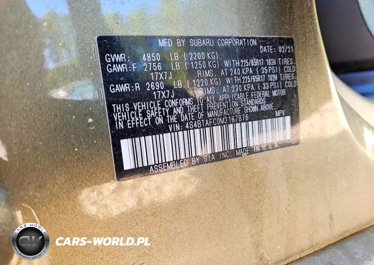 2021 Subaru Outback Premium VIN:4S4BTAFC0M3187876 - 14