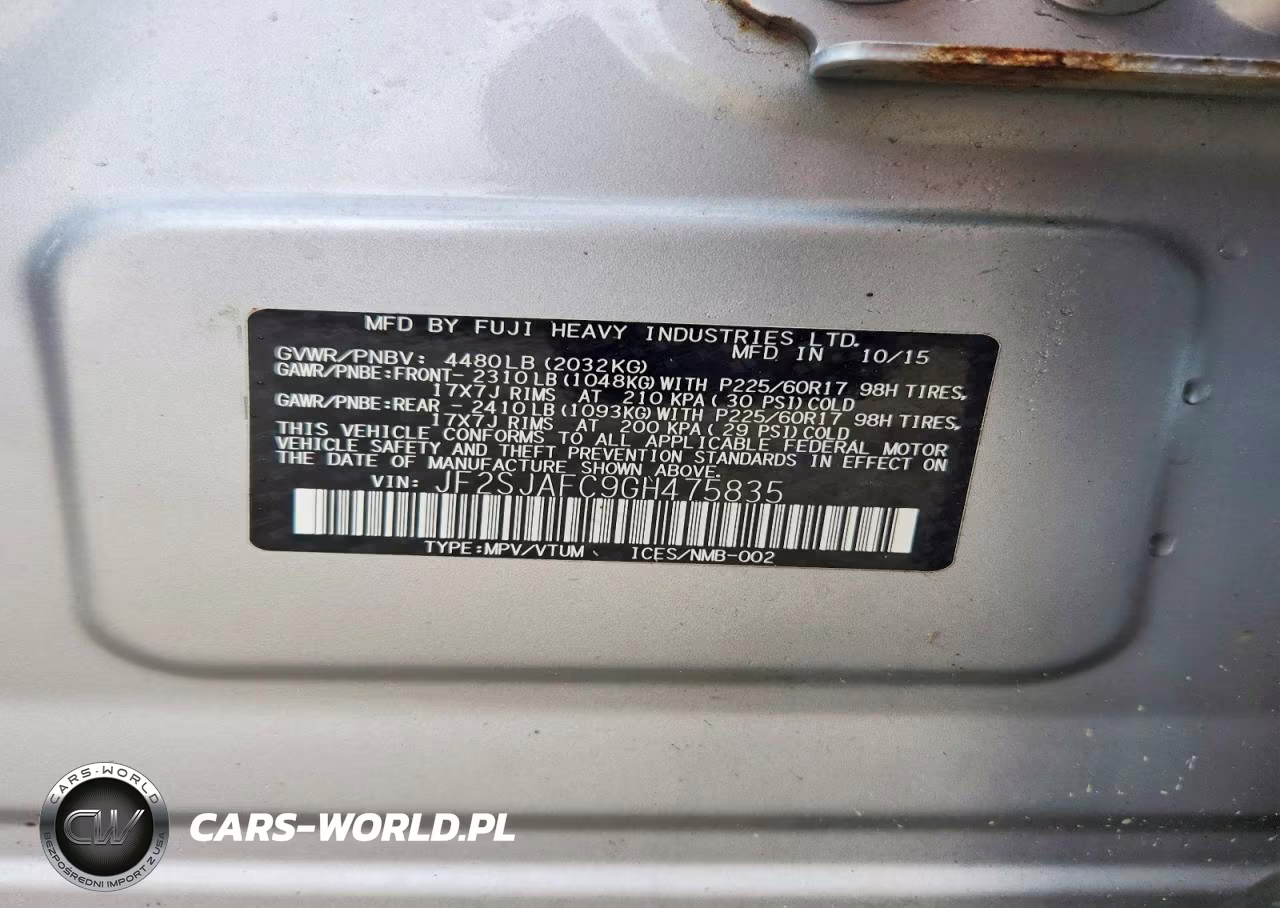 2016 Subaru Forester 2.5I Premium VIN:JF2SJAFC9GH475835 - 14