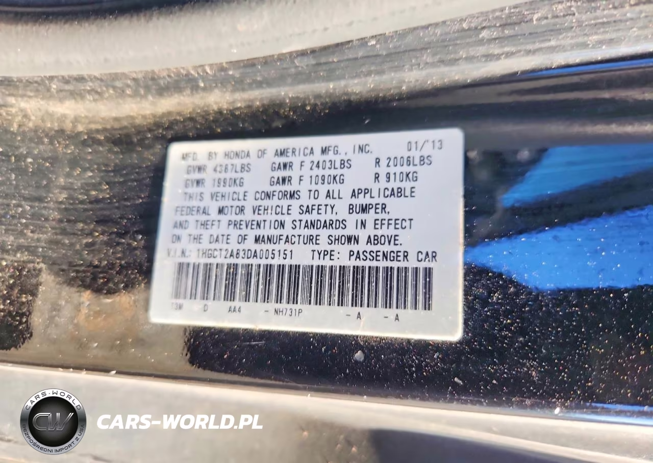 2013 Honda Accord Exl VIN:1HGCT2A83DA005151 - 12