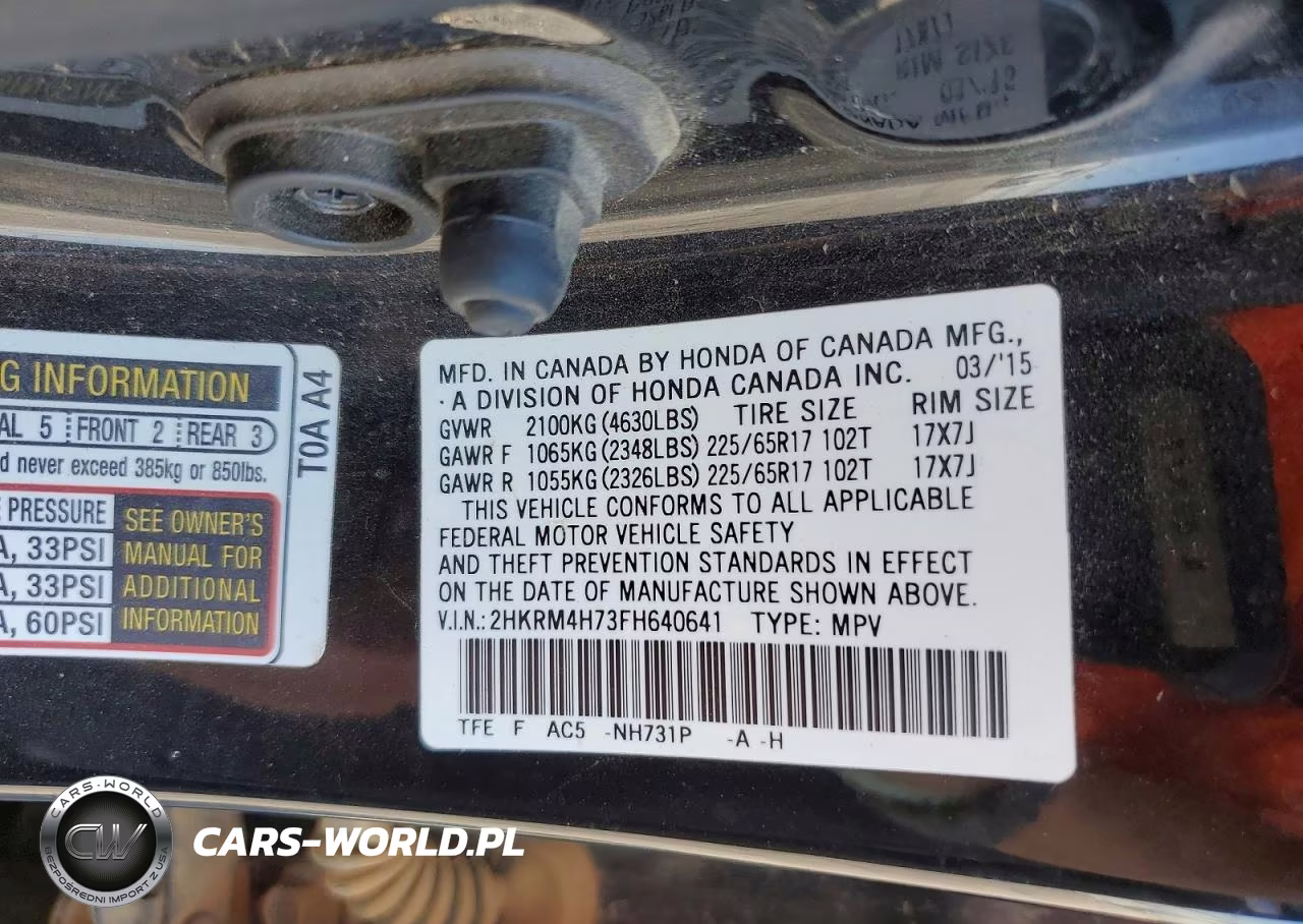 2015 Honda Cr-V Exl VIN:2HKRM4H73FH640641 - 13