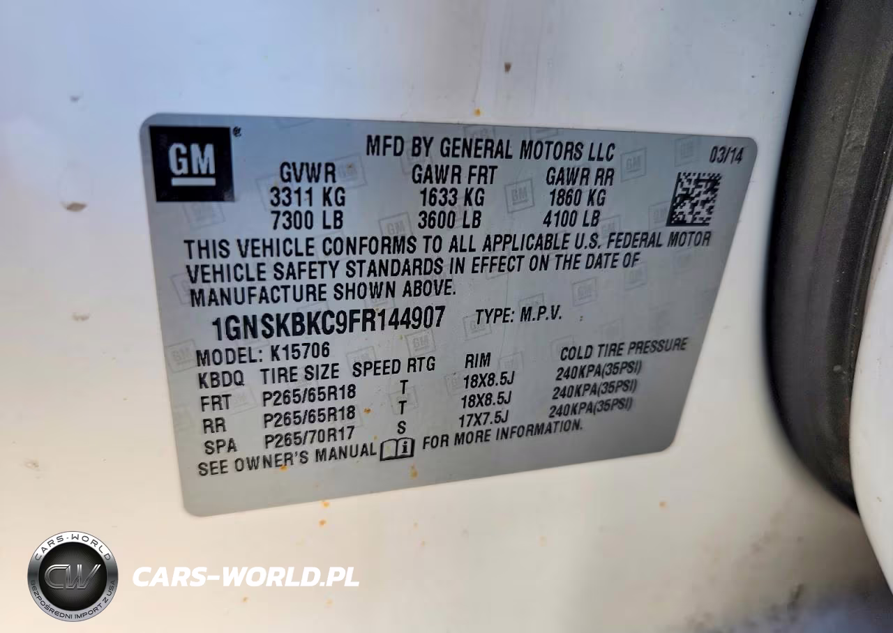 2015 Chevrolet Tahoe K1500 Lt VIN:1GNSKBKC9FR144907 - 13