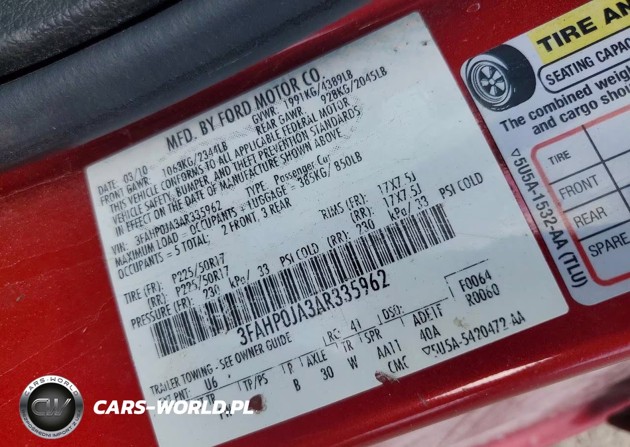 2010 Ford Fusion Sel VIN:3FAHP0JA3AR335962 - 12