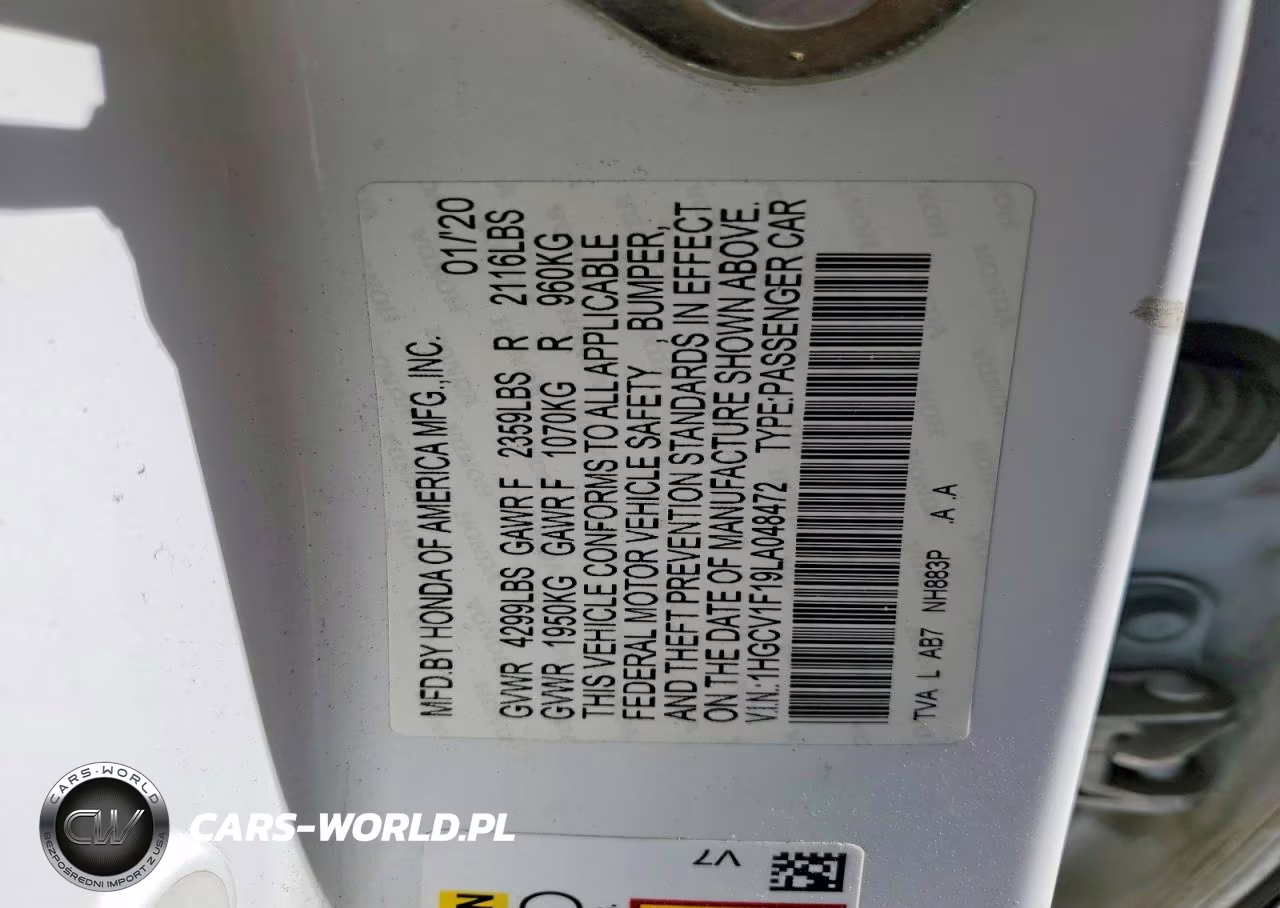 2020 Honda Accord Lx VIN:1HGCV1F19LA048472 - 12