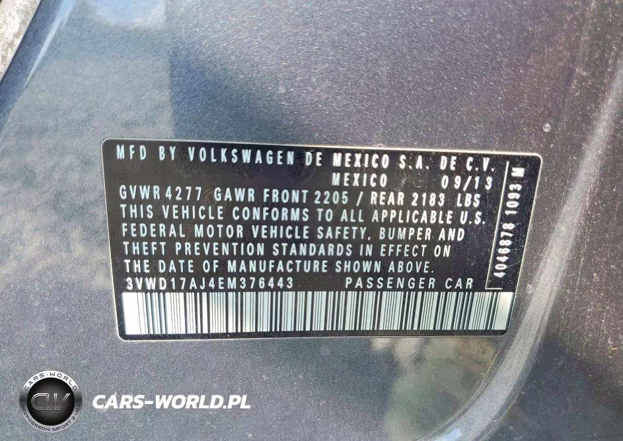 2014 Volkswagen Jetta Se VIN:3VWD17AJ4EM376443 - 12