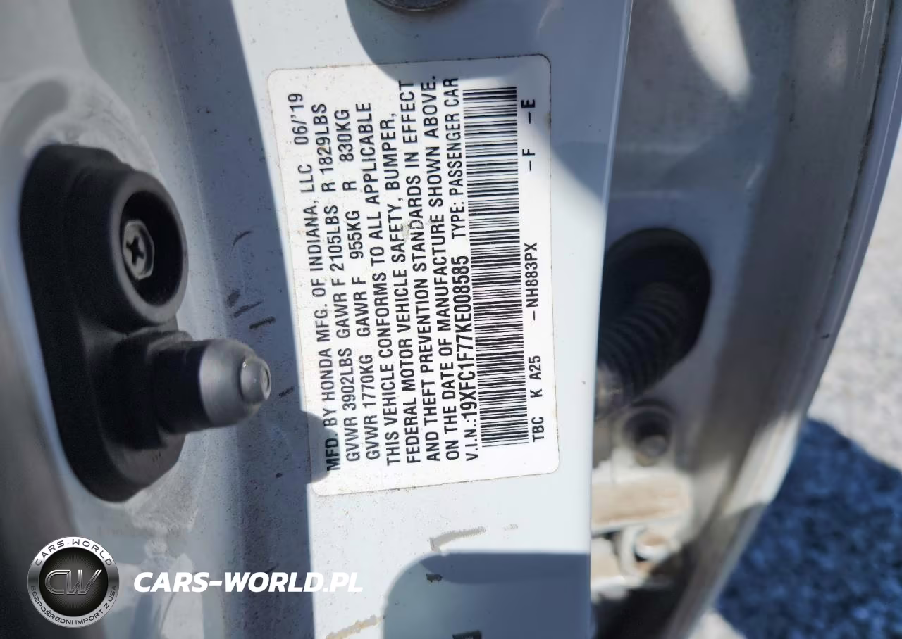 2019 Honda Civic Exl VIN:19XFC1F77KE008585 - 12