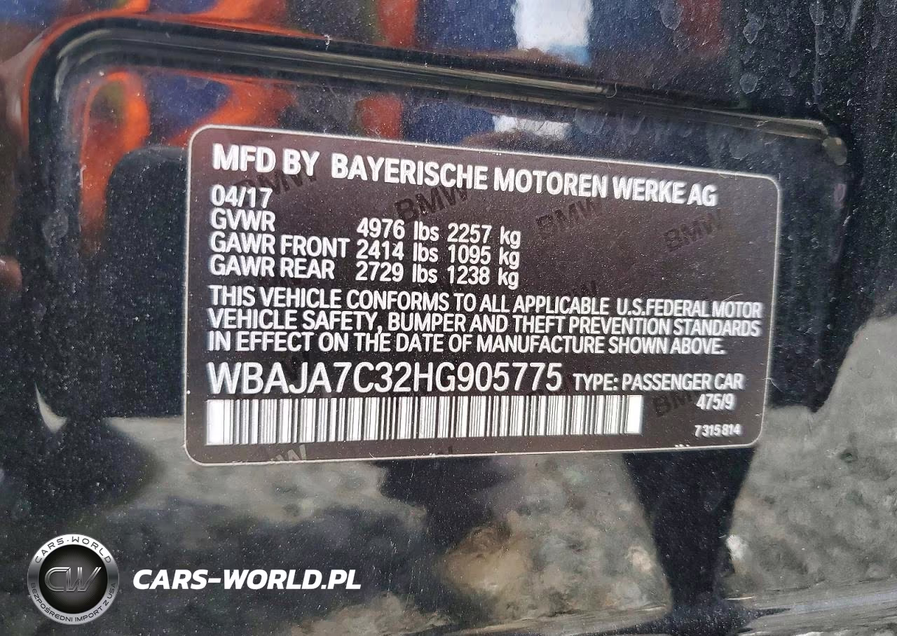 2017 BMW 530 Xi VIN:WBAJA7C32HG905775 - 12