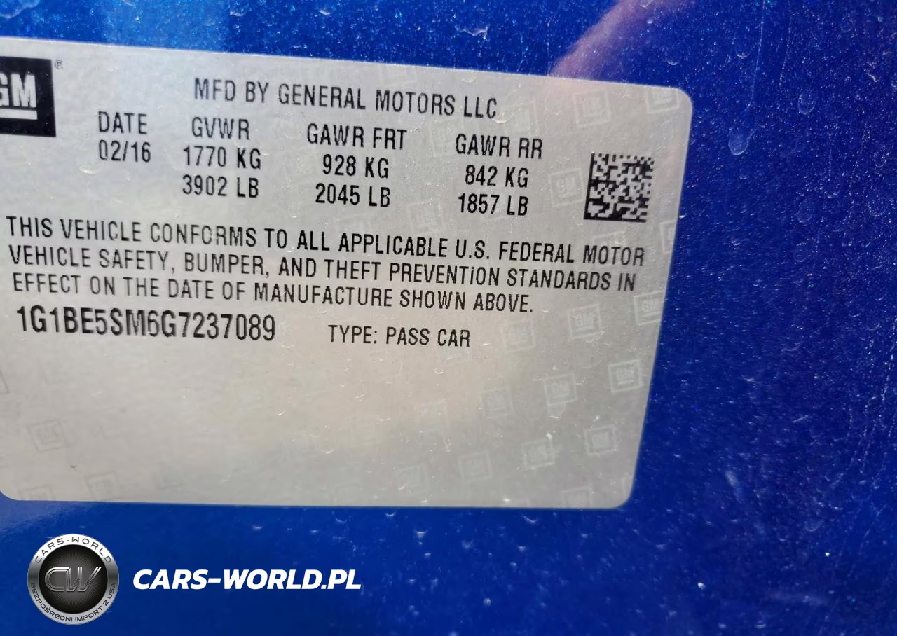 2016 Chevrolet Cruze Lt VIN:1G1BE5SM6G7237089 - 12