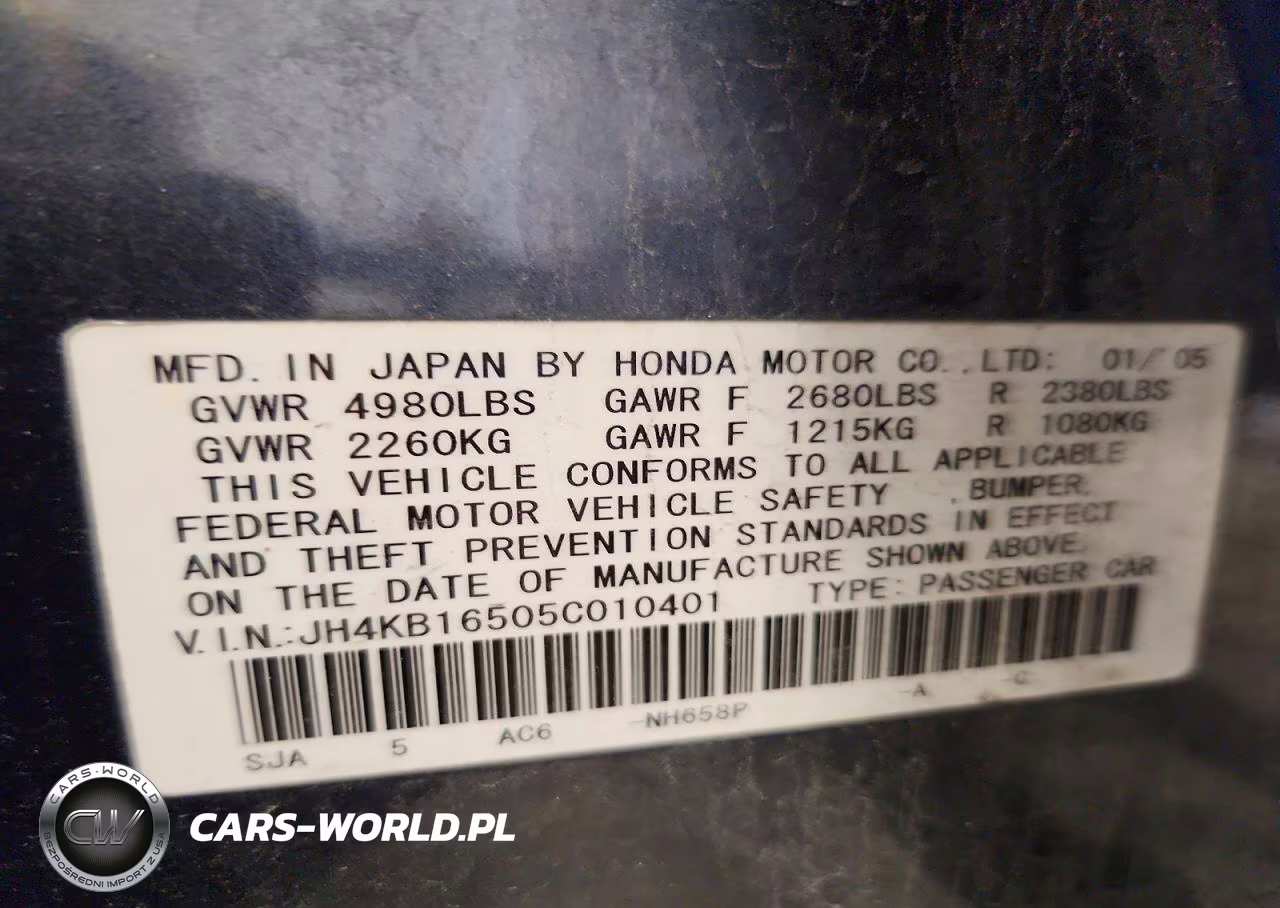 2005 Acura Rl VIN:JH4KB16505C010401 - 12