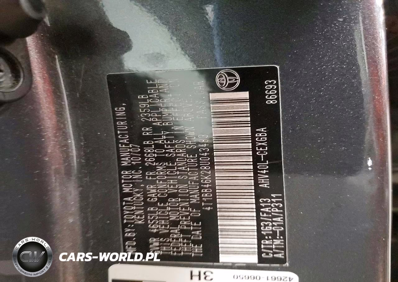 2008 Toyota Camry Hybrid VIN:4T1BB46K28U043483 - 12