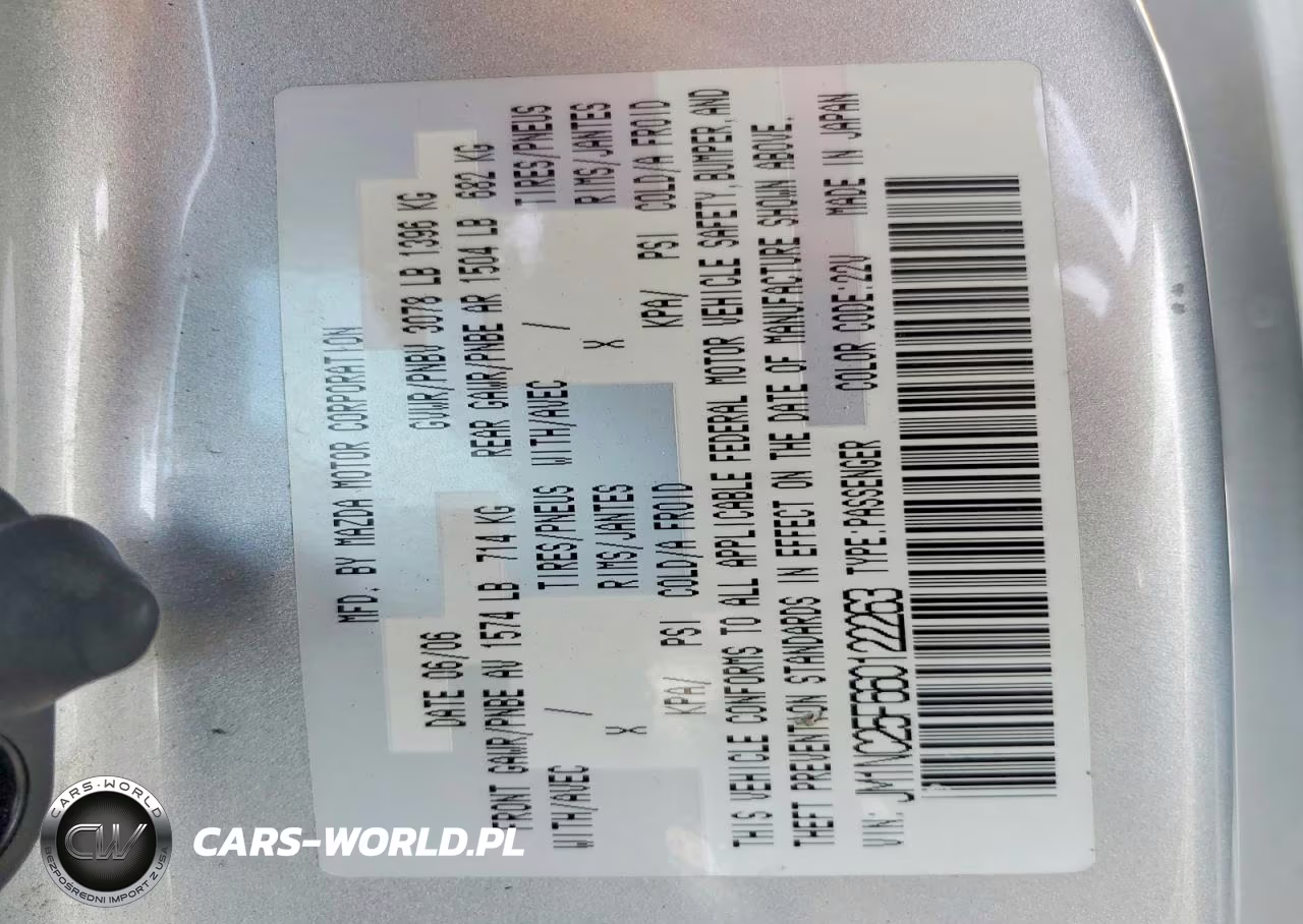 2006 Mazda Mx-5 Miata VIN:JM1NC25F660122263 - 12