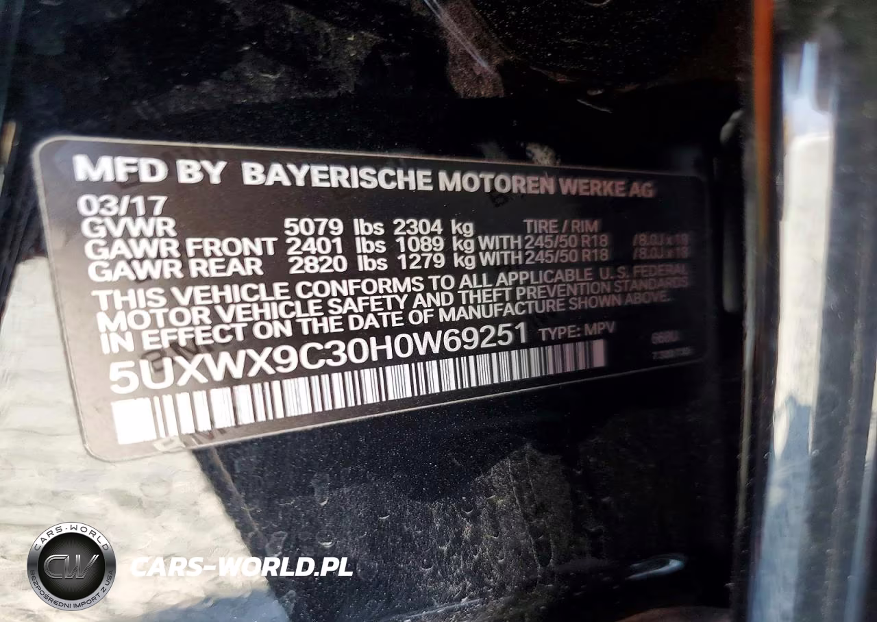 2017 BMW X3 xDrive28I VIN:5UXWX9C30H0W69251 - 14