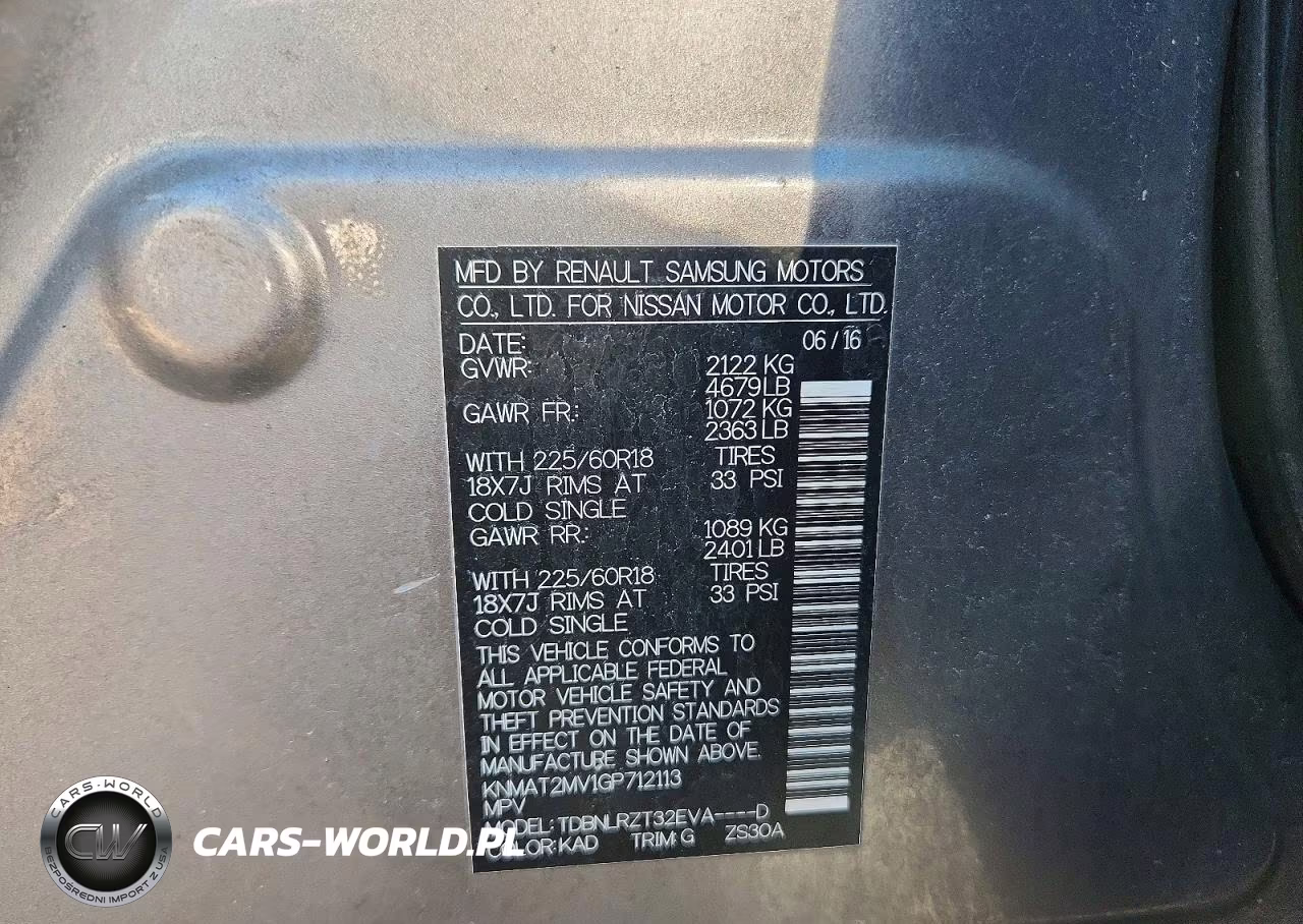 2016 Nissan Rogue Sl VIN:KNMAT2MV1GP712113 - 12