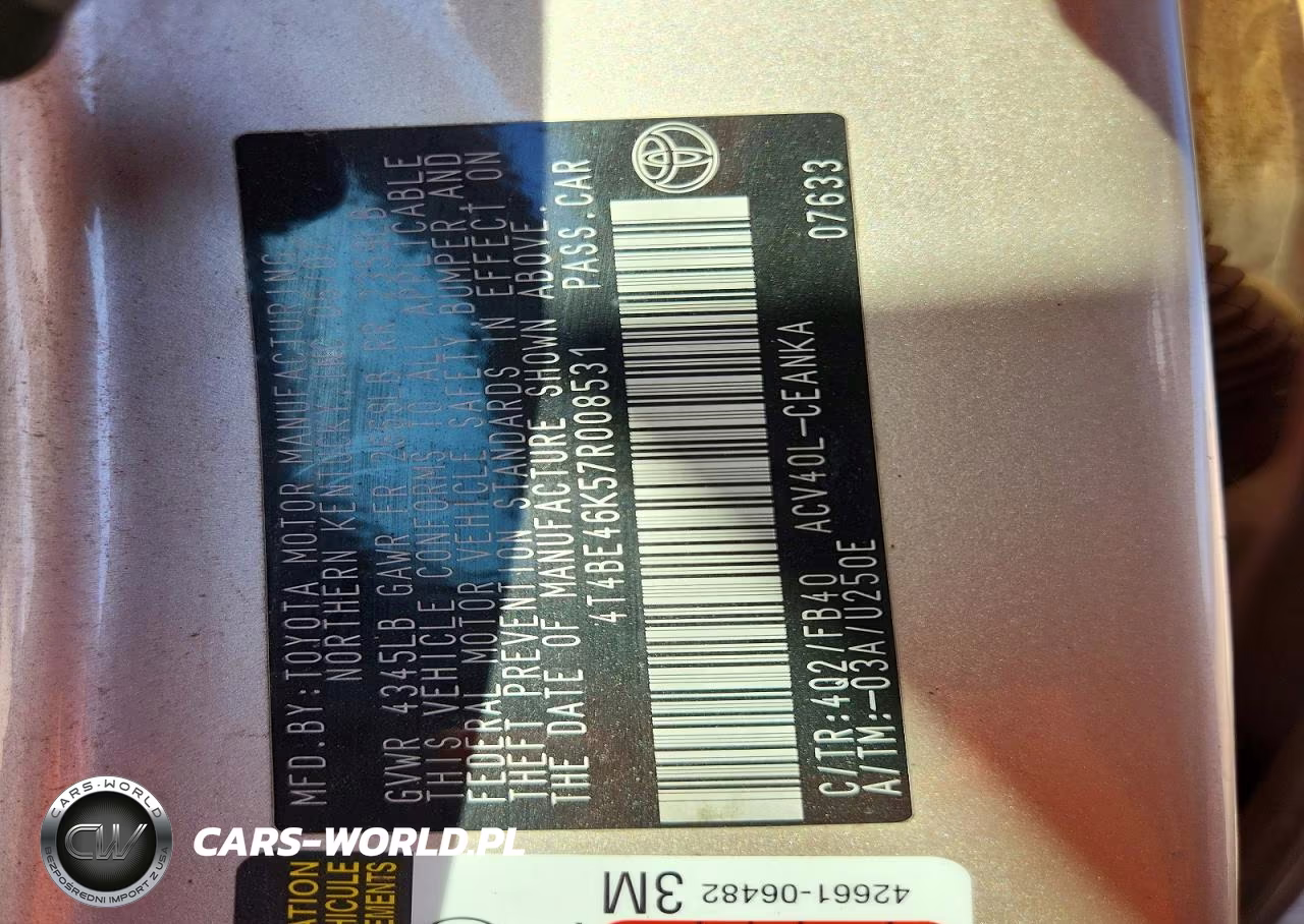 2007 Toyota Camry Le VIN:4T4BE46K57R008531 - 12