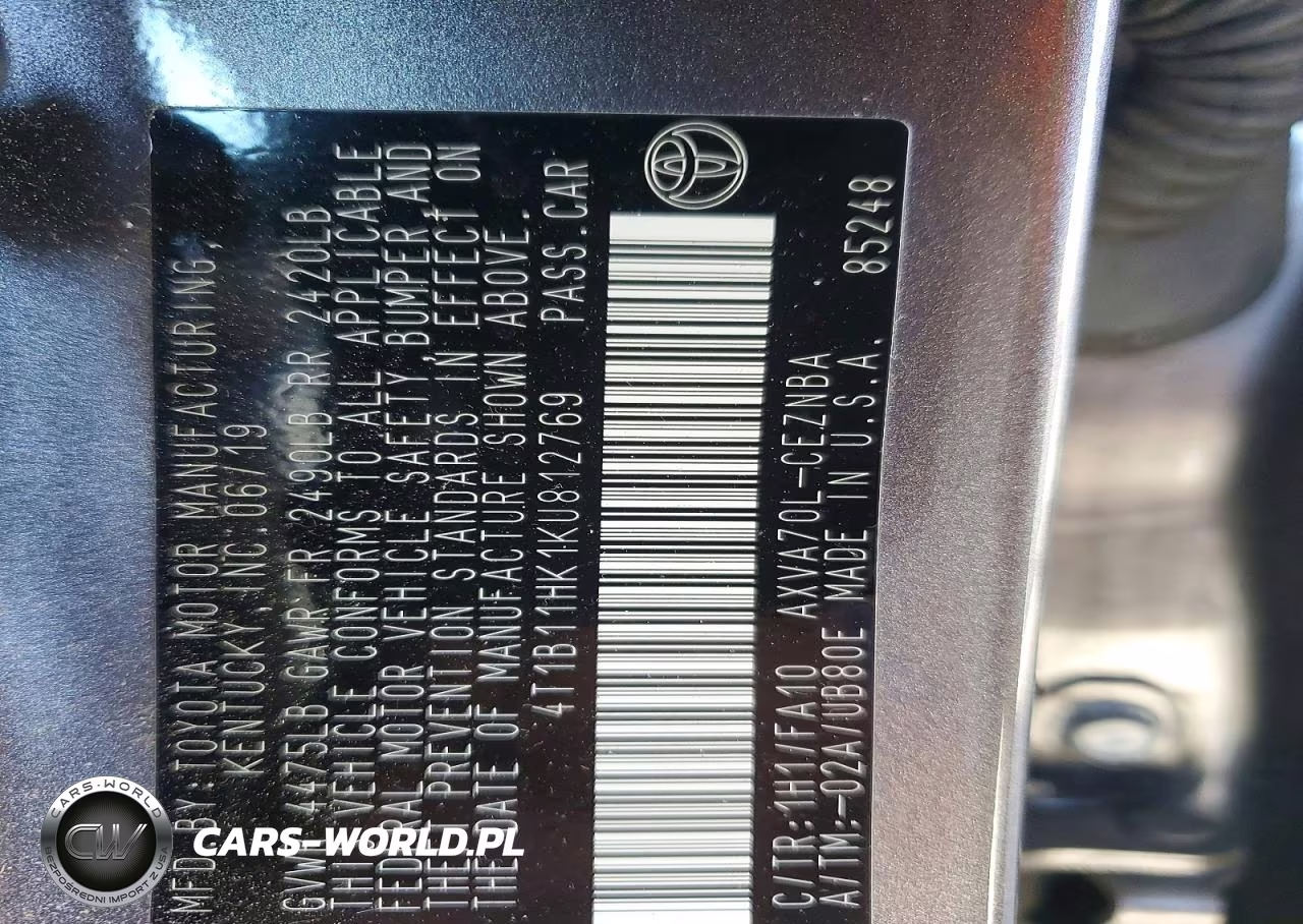 2019 Toyota Camry Le VIN:4T1B11HK1KU812769 - 12
