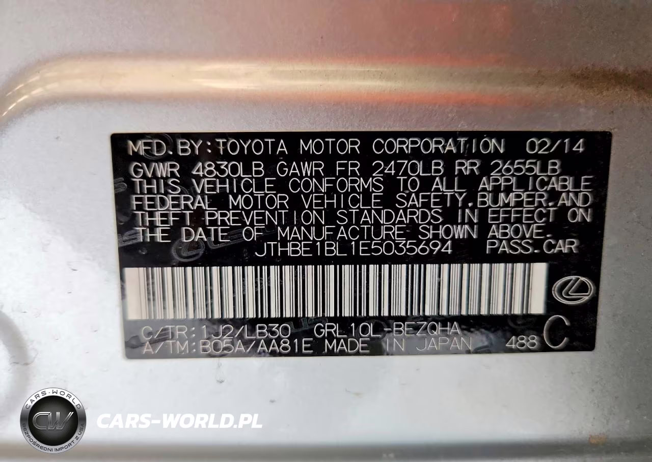 2014 Lexus Gs 350 VIN:JTHBE1BL1E5035694 - 13