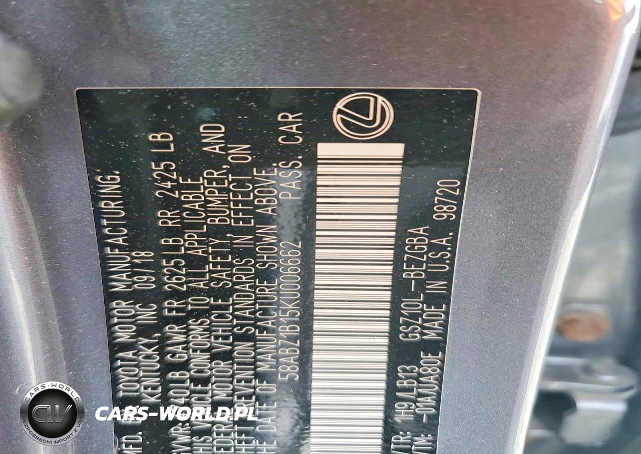 2019 Lexus Es 350 VIN:58ABZ1B15KU006662 - 12