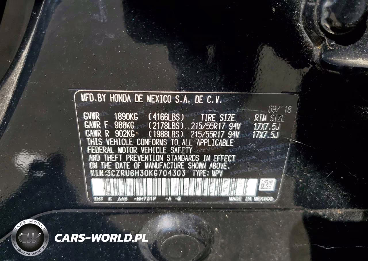 2019 Honda Hr-V Lx VIN:3CZRU6H30KG704303 - 14