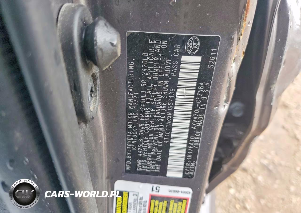 2022 Toyota Camry Le VIN:4T1C11AKXNU657139 - 12