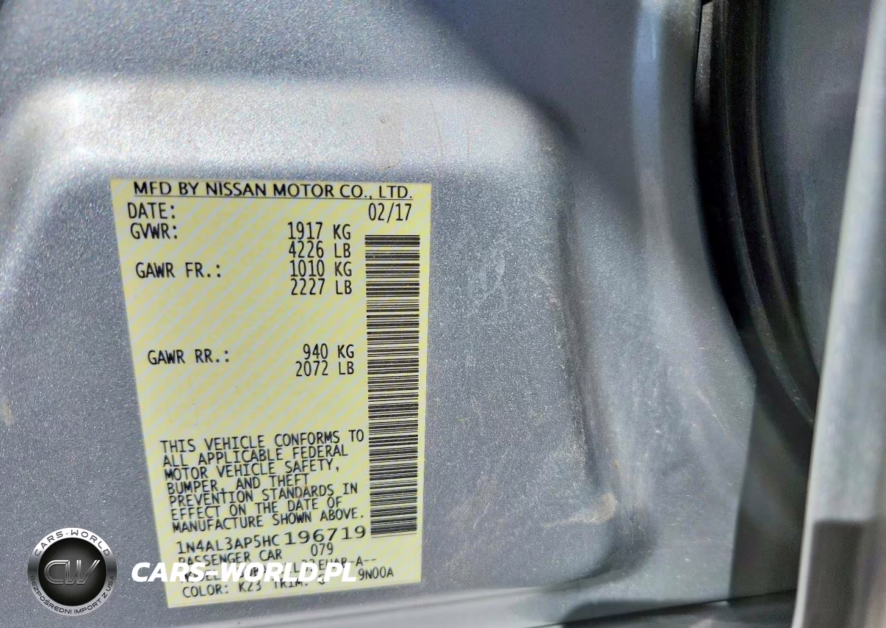 2017 Nissan Altima 2.5 Sl VIN:1N4AL3AP5HC196719 - 12