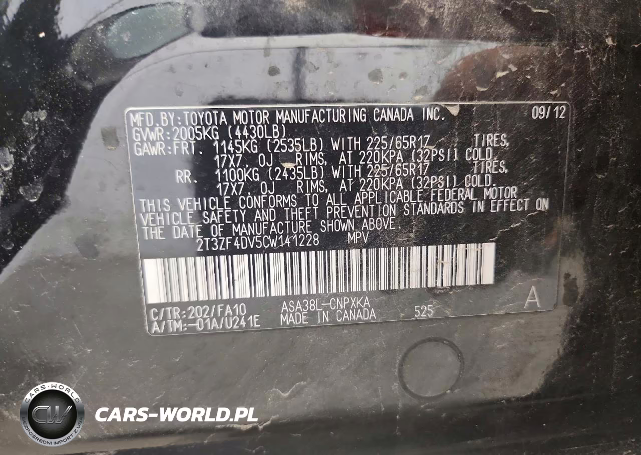 2012 Toyota Rav4 Base VIN:2T3ZF4DV5CW141228 - 14