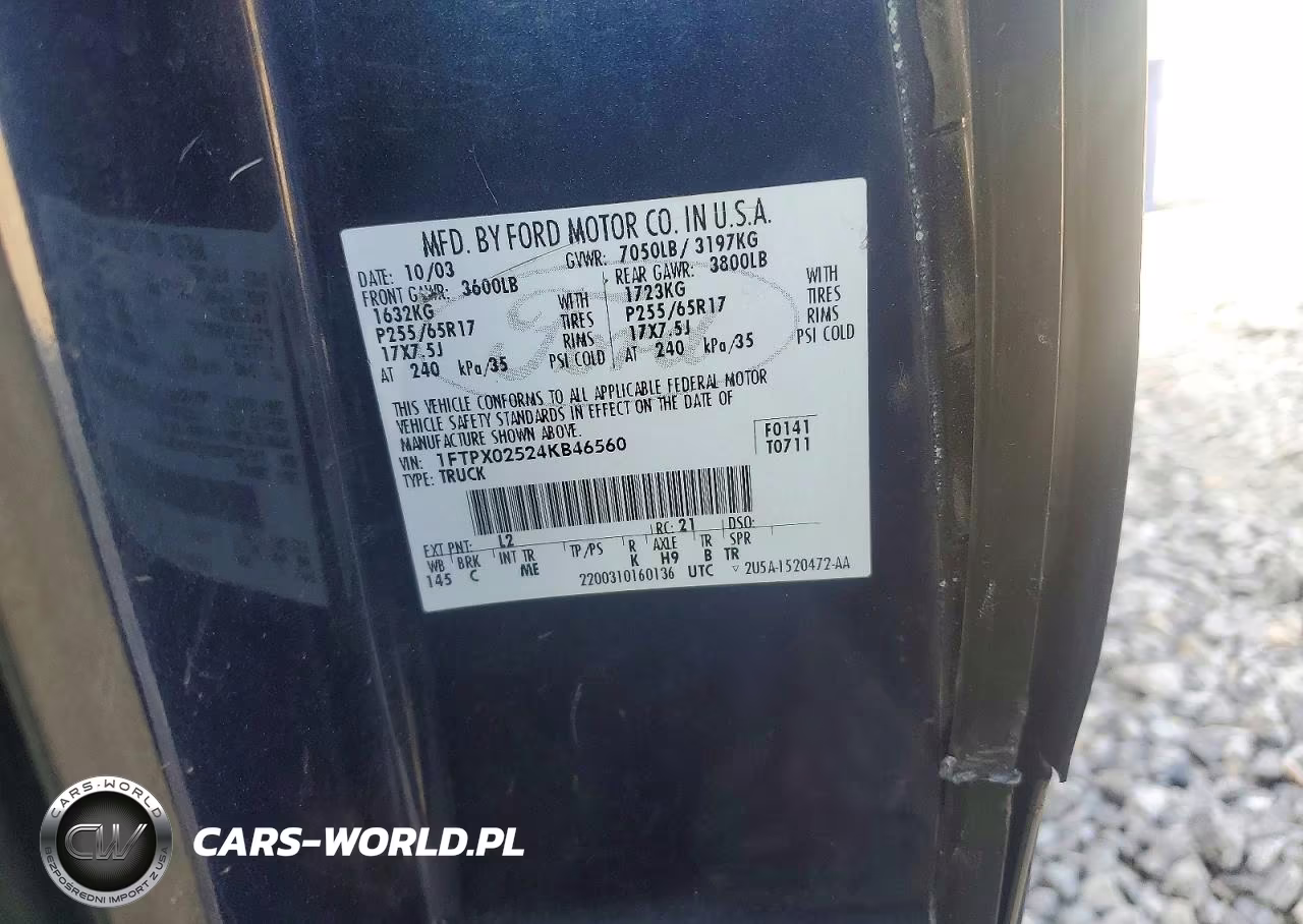2004 Ford F150 VIN:1FTPX02524KB46560 - 12