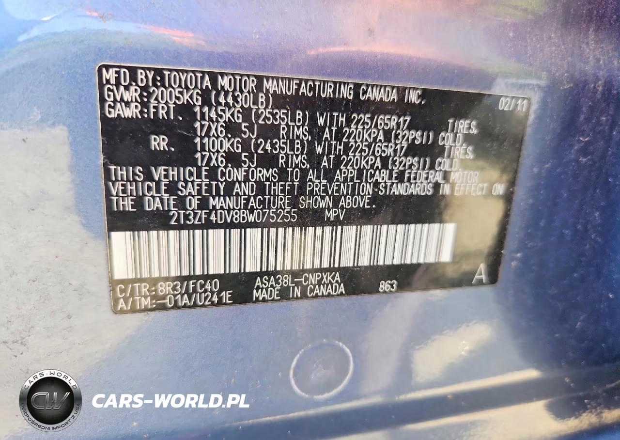 2011 Toyota Rav4 Base VIN:2T3ZF4DV8BW075255 - 13