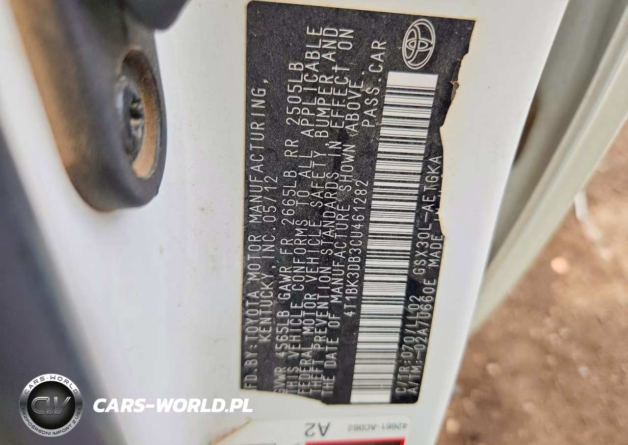 2012 Toyota Avalon Base VIN:4T1BK3DB3CU461282 - 12