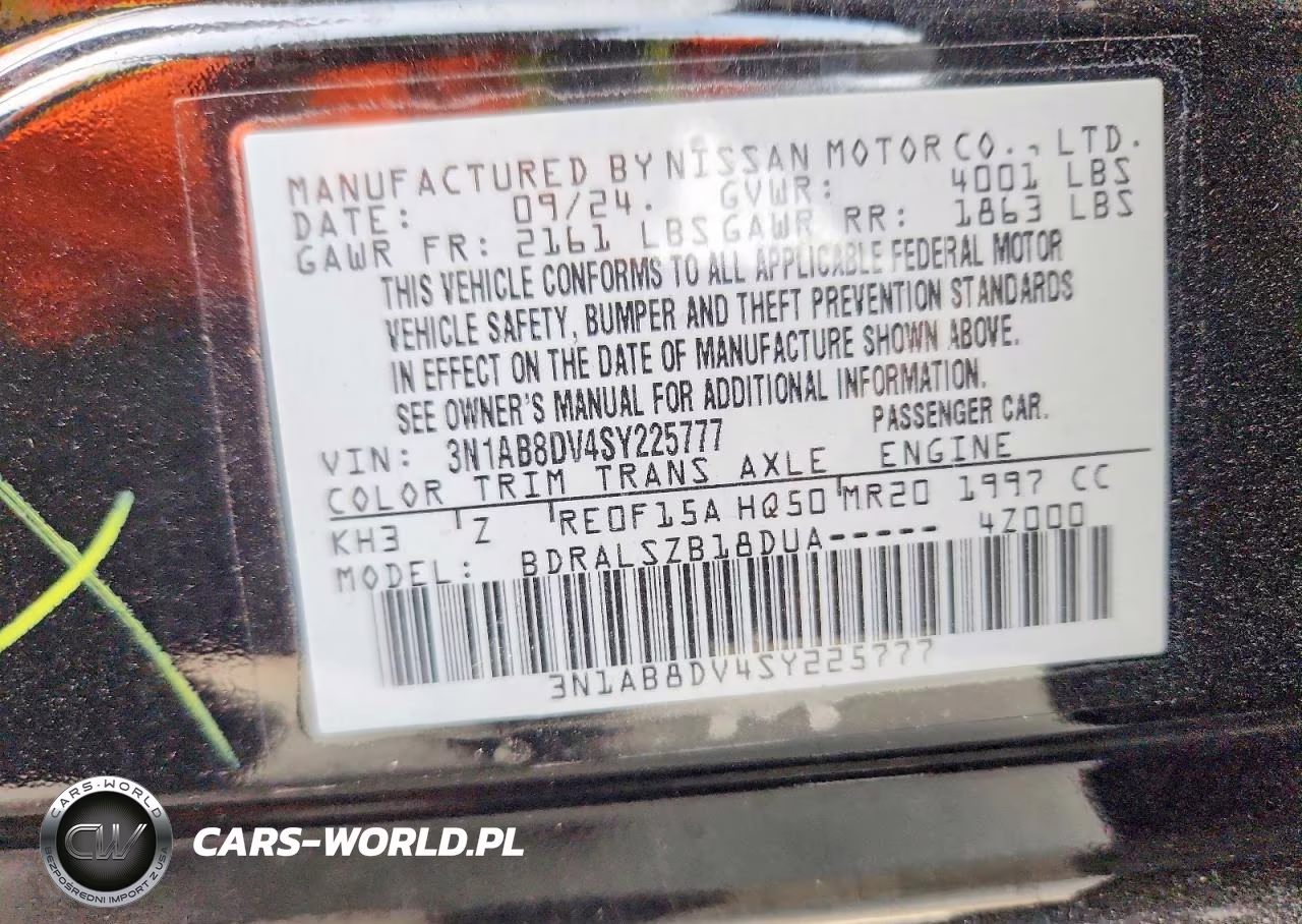 2025 Nissan Sentra Sr VIN:3N1AB8DV4SY225777 - 12