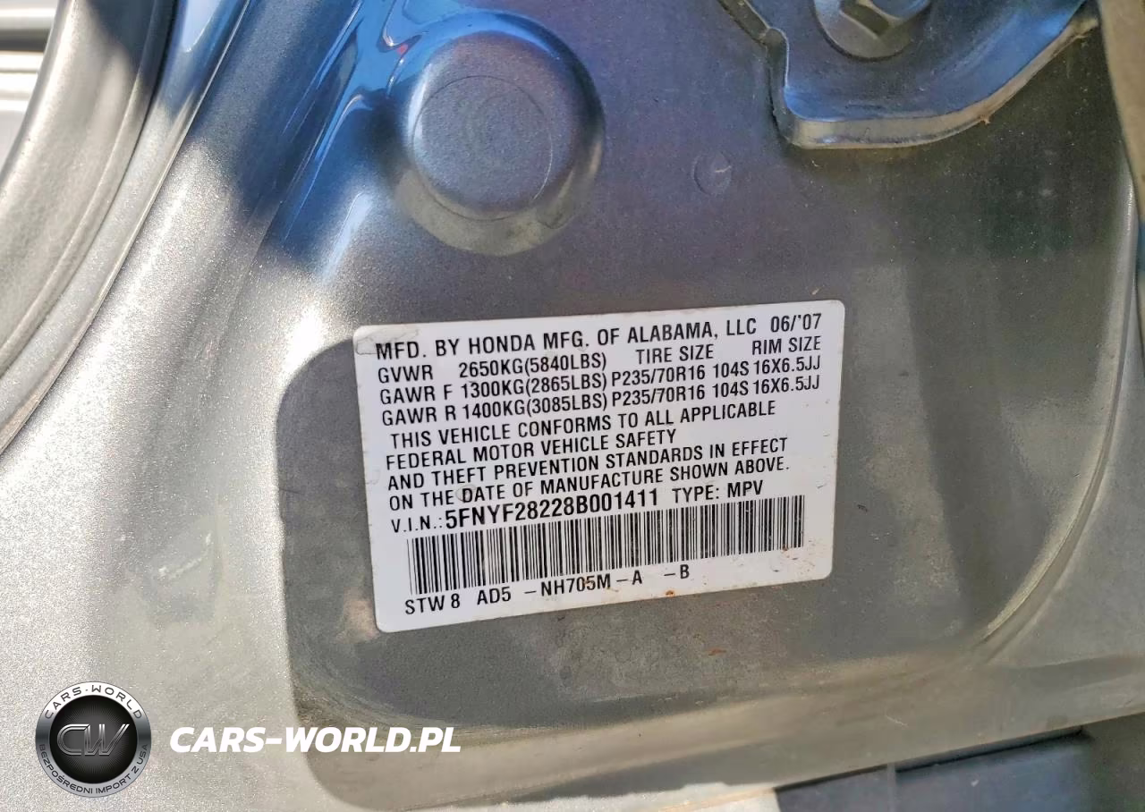 2008 Honda Pilot Vp VIN:5FNYF28228B001411 - 13