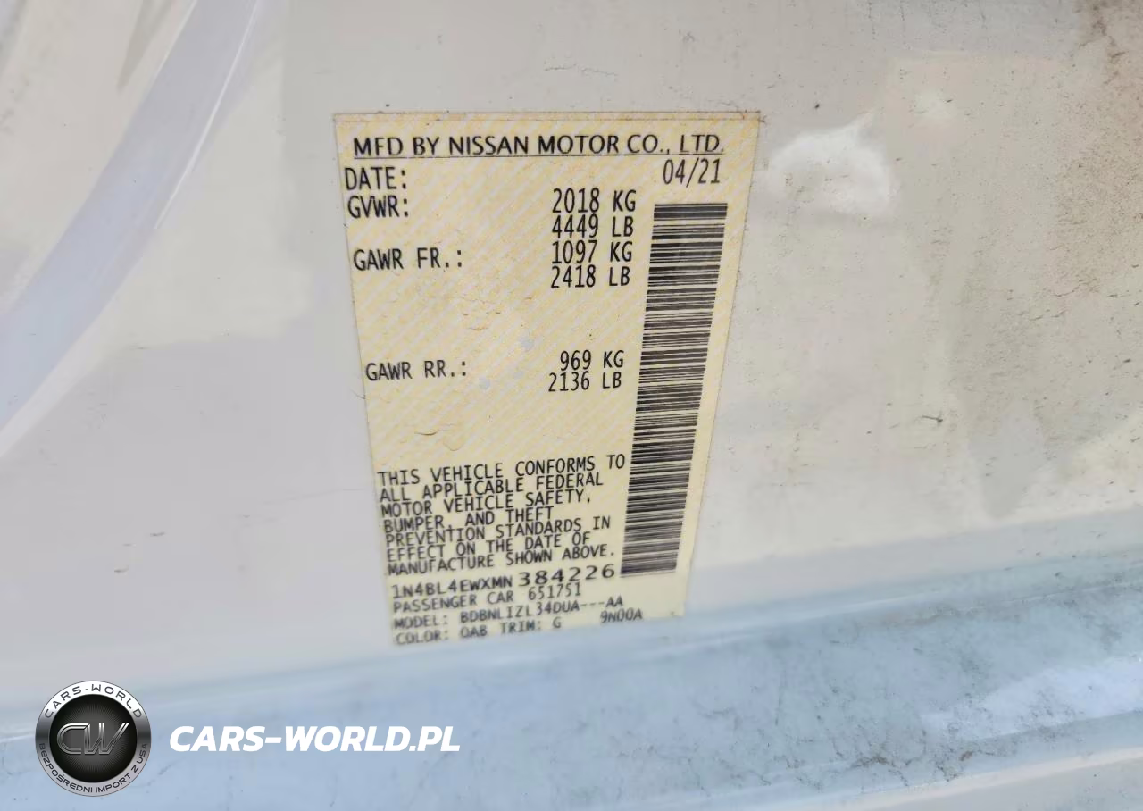 2021 Nissan Altima Sl VIN:1N4BL4EWXMN384226 - 12