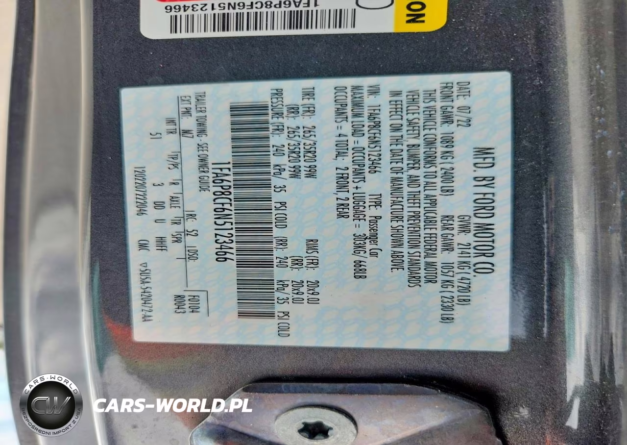 2022 Ford Mustang Gt VIN:1FA6P8CF6N5123466 - 12