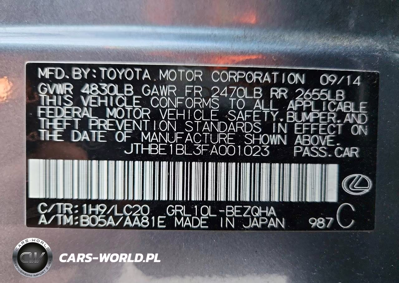 2015 Lexus Gs 350 VIN:JTHBE1BL3FA001023 - 12