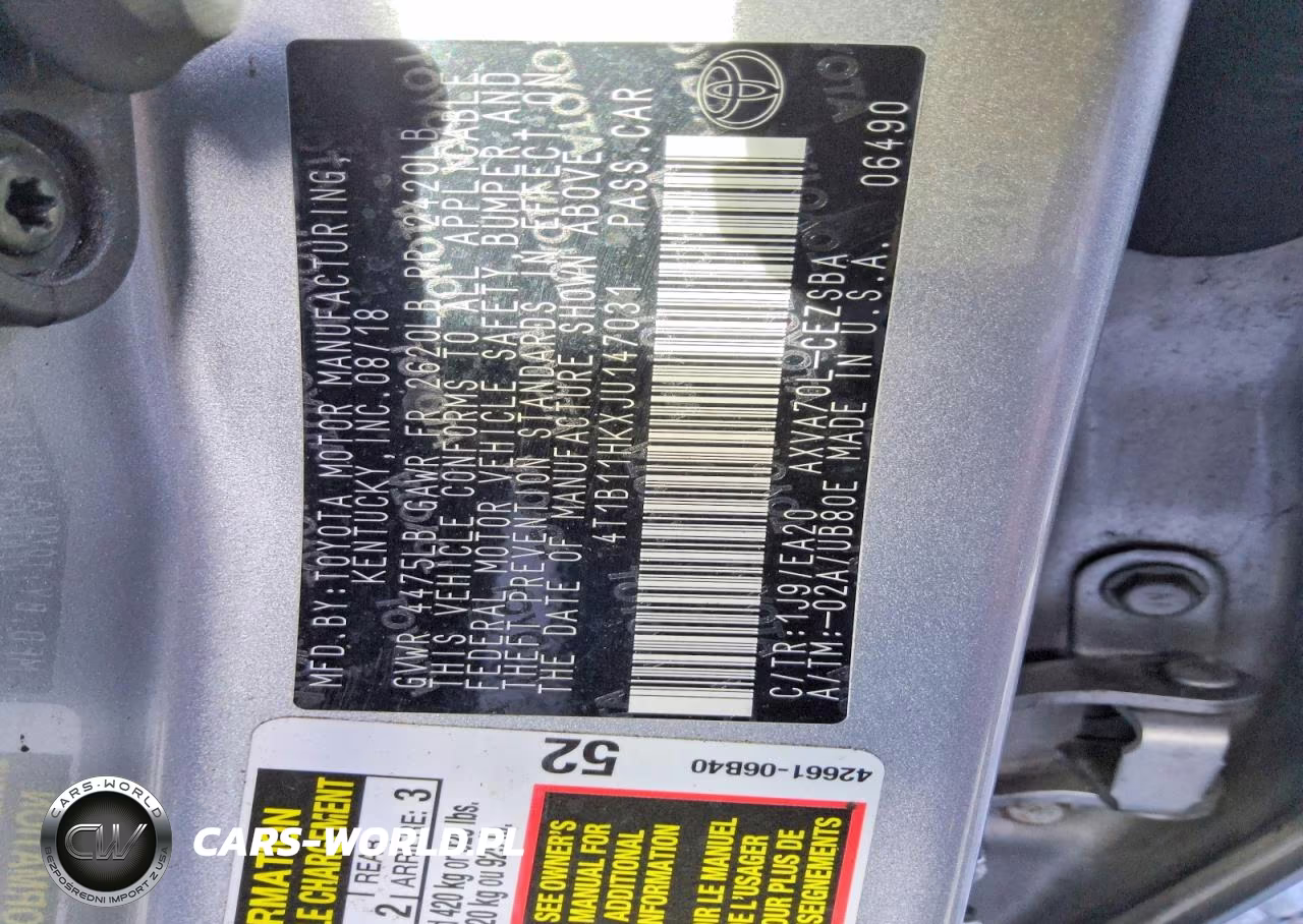 2018 Toyota Camry Se VIN:4T1B11HKXJU147031 - 12
