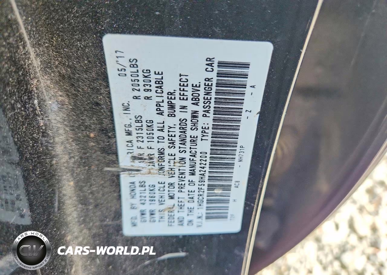 2017 Honda Accord Sport VIN:1HGCR2F59HA242200 - 12