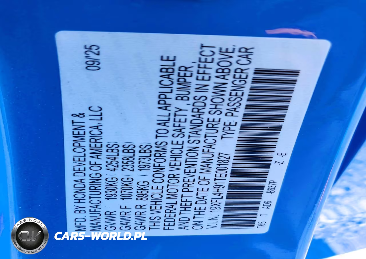 2026 Honda Civic Sport Touring VIN:19XFL4H91TE001827 - 13