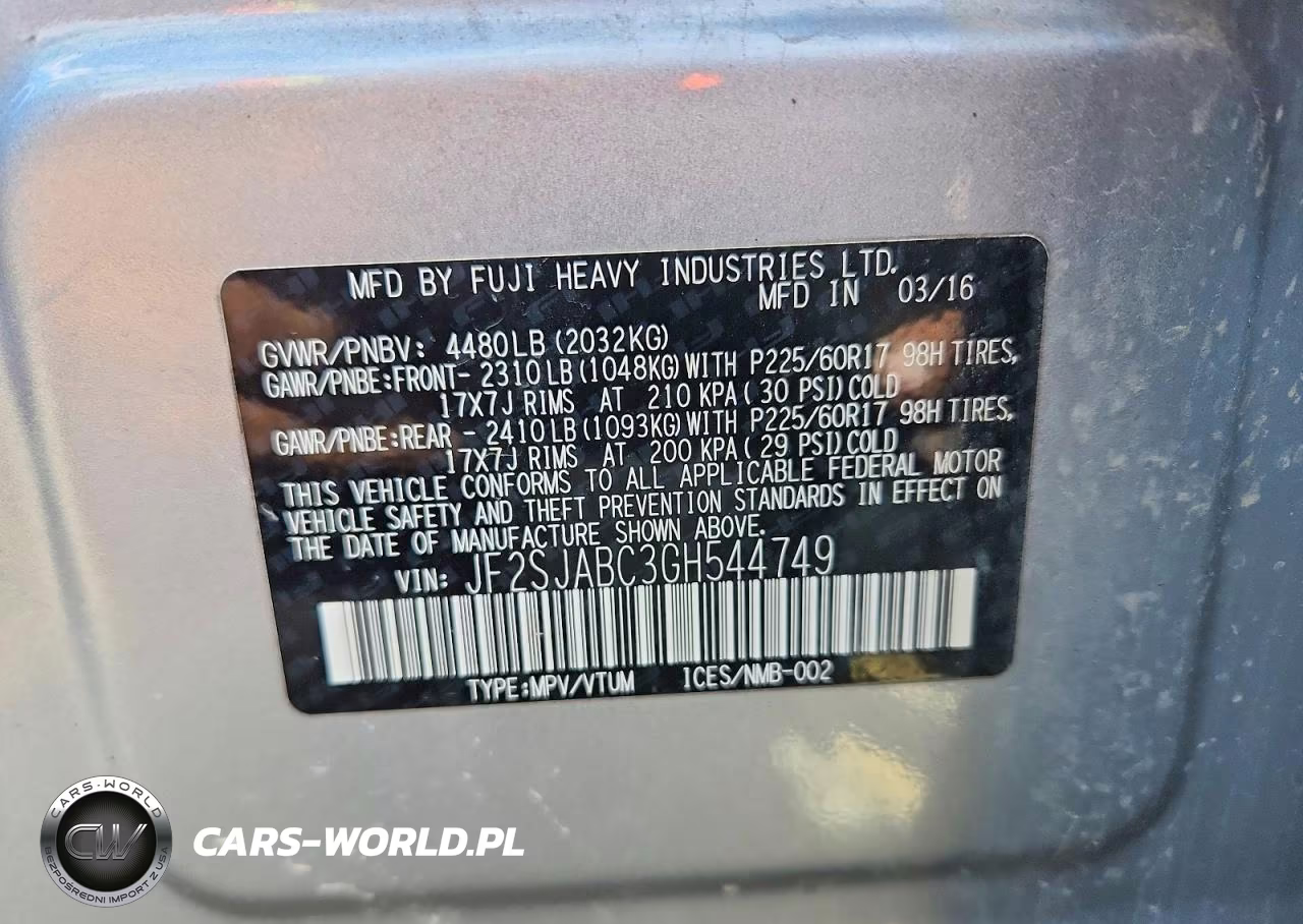 2016 Subaru Forester 2.5I VIN:JF2SJABC3GH544749 - 12