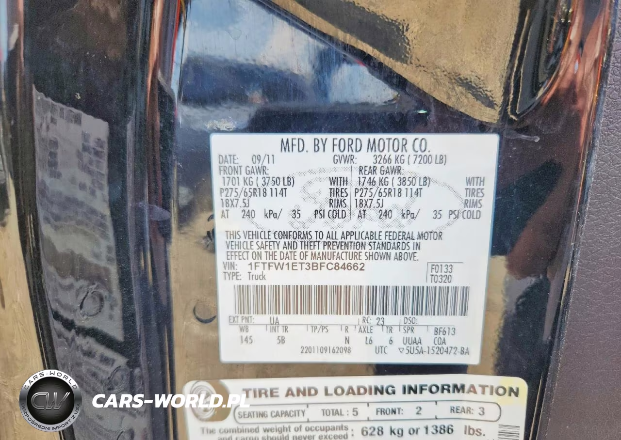 2011 Ford F150 Supercrew VIN:1FTFW1ET3BFC84662 - 12