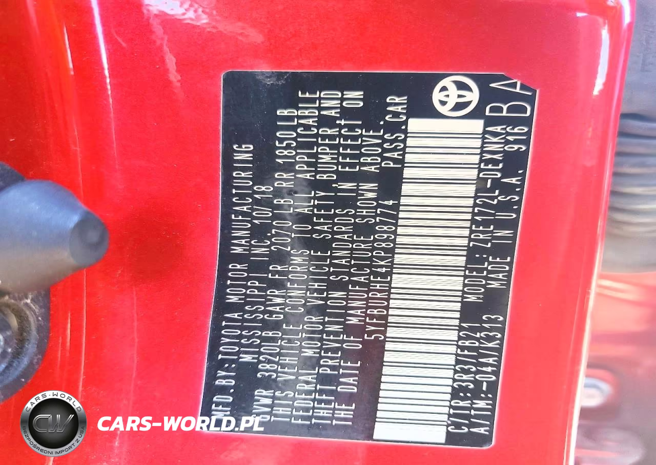 2019 Toyota Corolla Le VIN:5YFBURHE4KP898774 - 12
