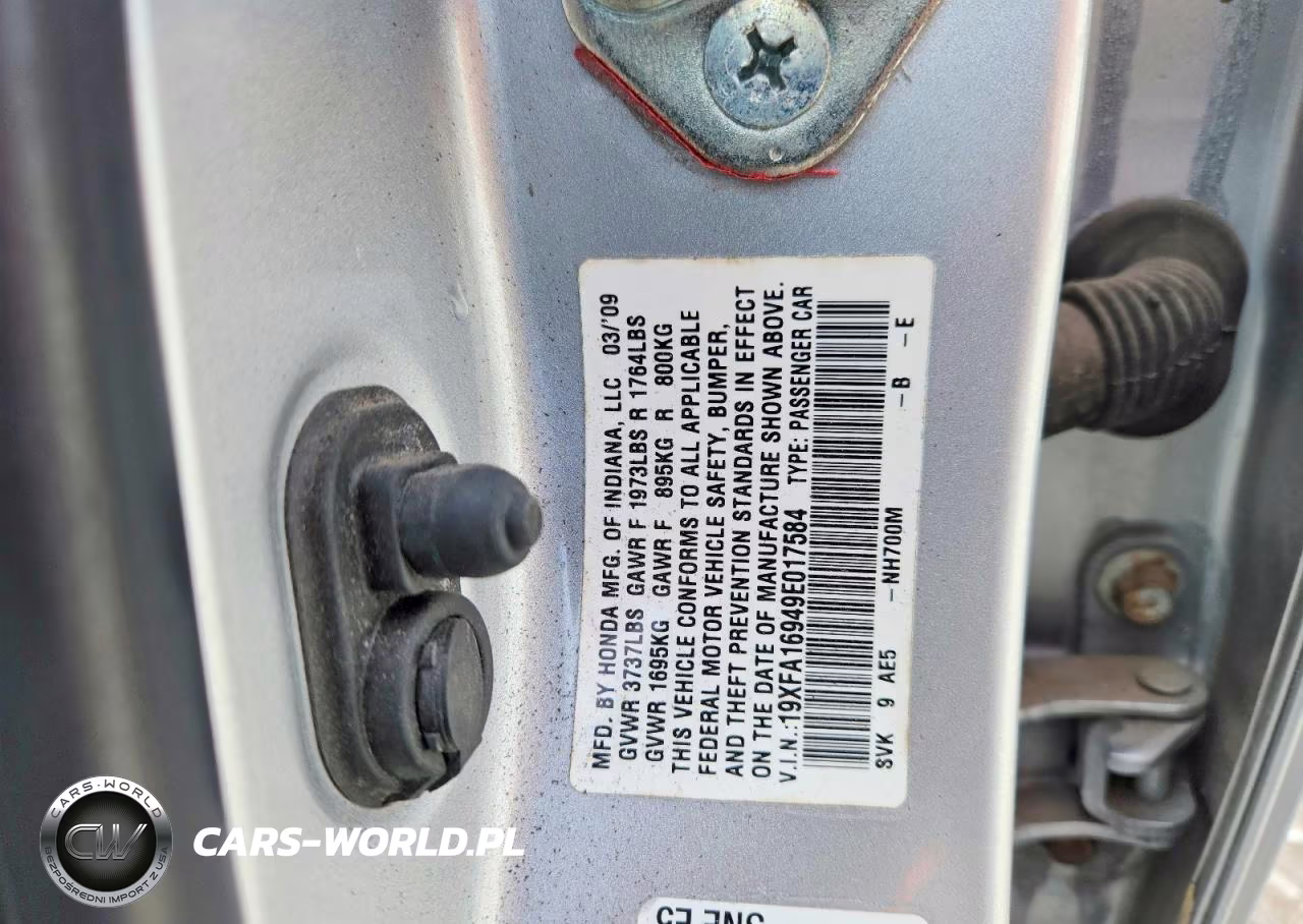 2009 Honda Civic Exl VIN:19XFA16949E017584 - 13