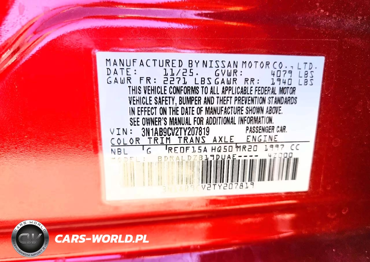 2026 Nissan Sentra Sv VIN:3N1AB9CV2TY207819 - 13