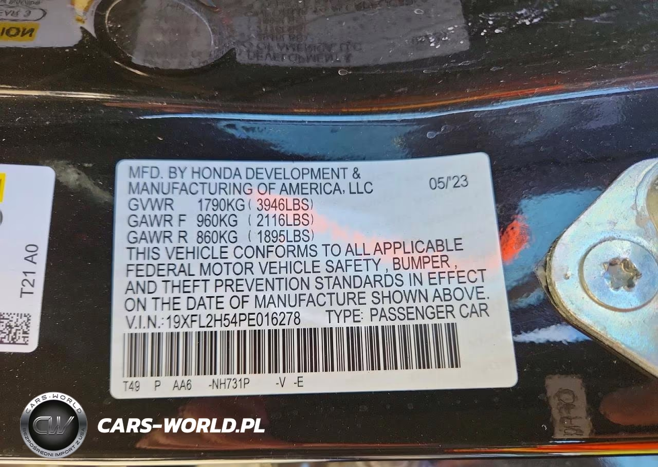 2023 Honda Civic Lx VIN:19XFL2H54PE016278 - 12