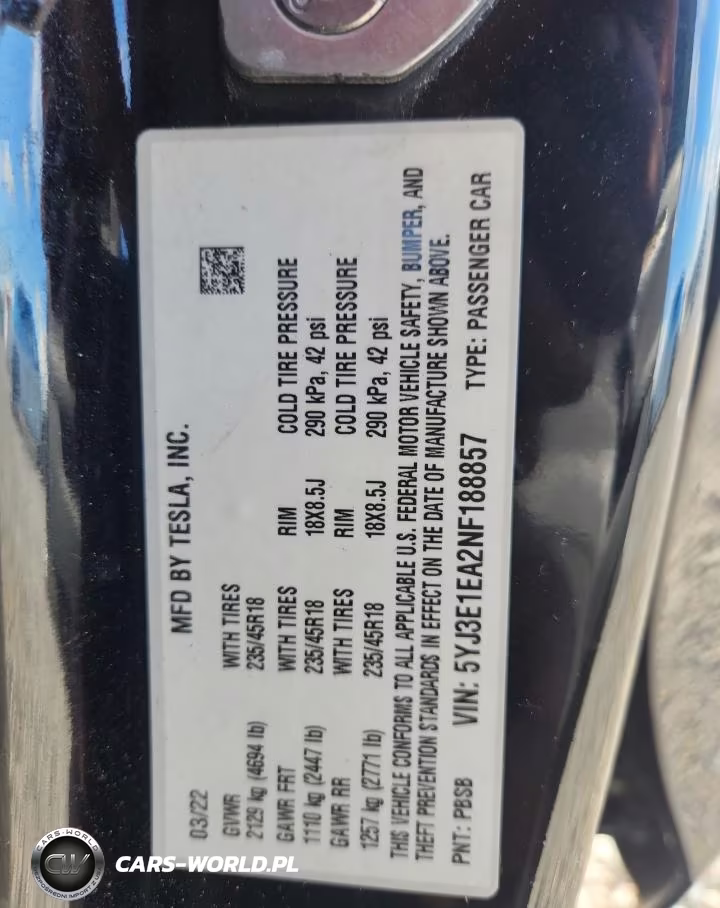 2022 Tesla Model 3 VIN:5YJ3E1EA2NF188857 - 12