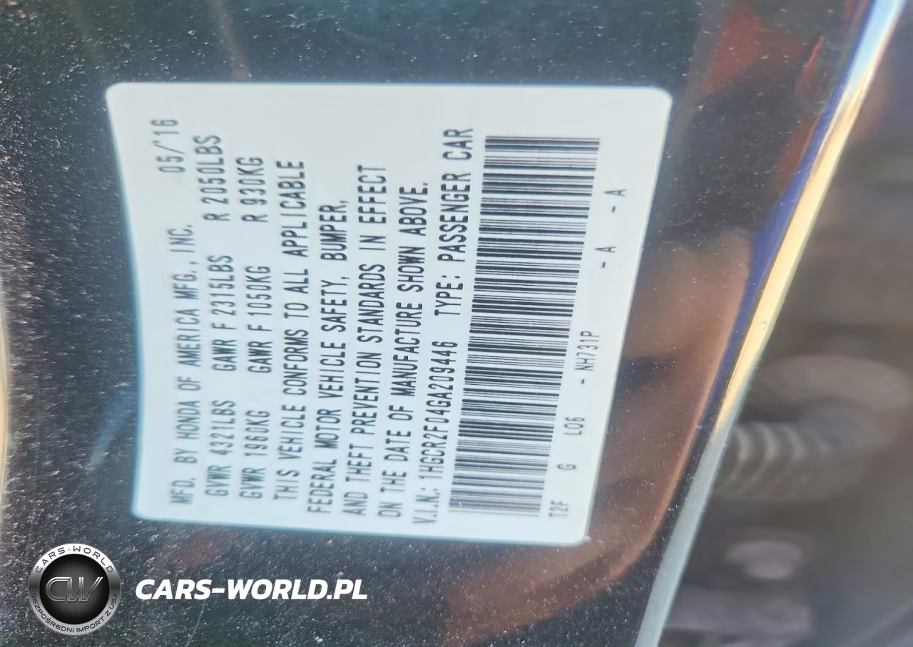 2016 Honda Accord Ex VIN:1HGCR2F04GA209446 - 13