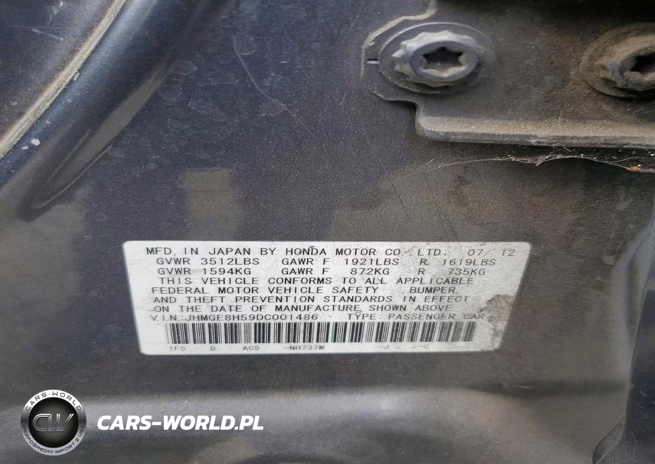 2013 Honda Fit Sport VIN:JHMGE8H59DC001486 - 13