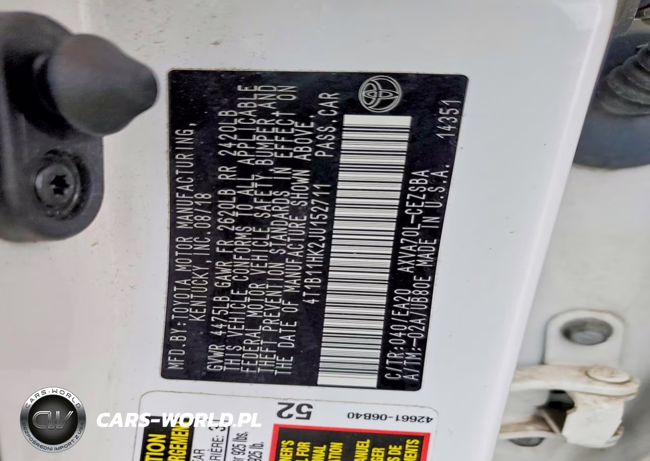 2018 Toyota Camry Se VIN:4T1B11HK2JU152711 - 12