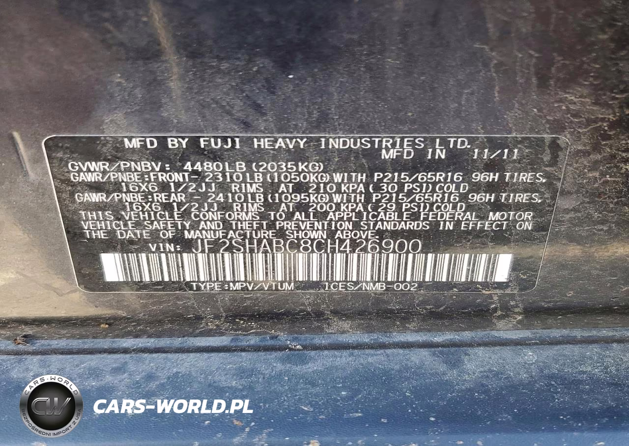 2012 Subaru Forester 2.5X VIN:JF2SHABC8CH426900 - 13