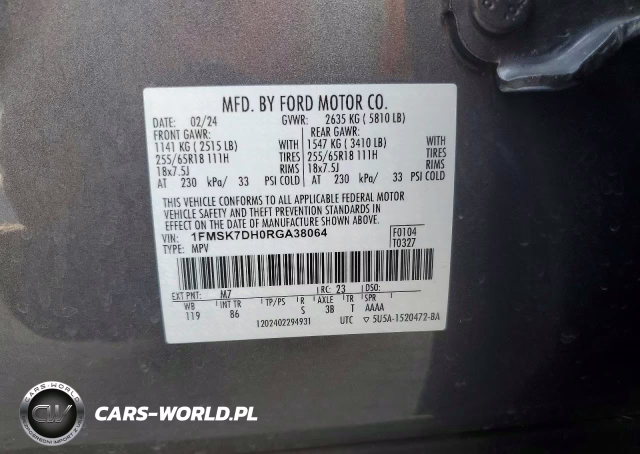 2024 Ford Explorer Xlt VIN:1FMSK7DH0RGA38064 - 13