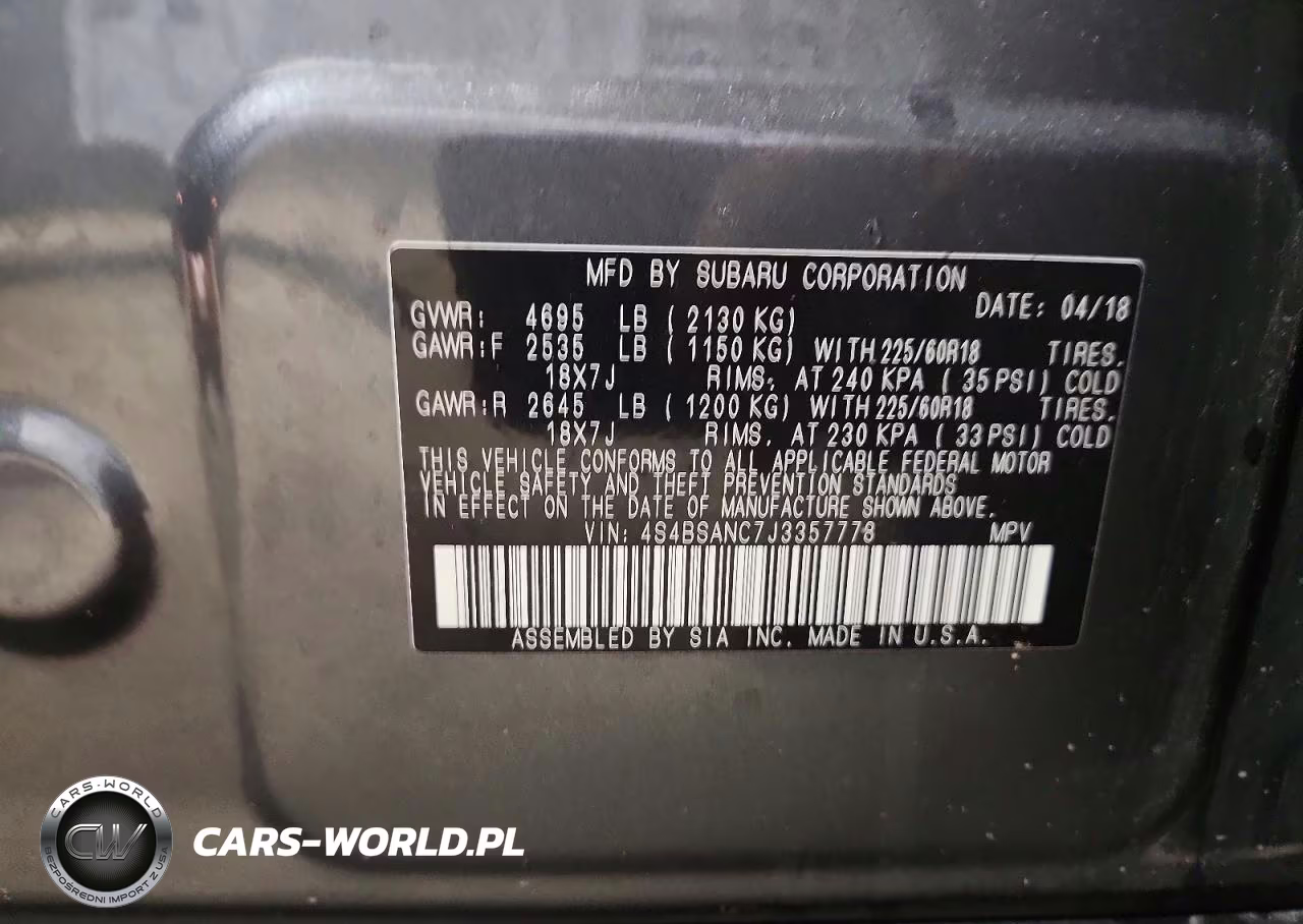 2018 Subaru Outback 2.5I Limited VIN:4S4BSANC7J3357778 - 14